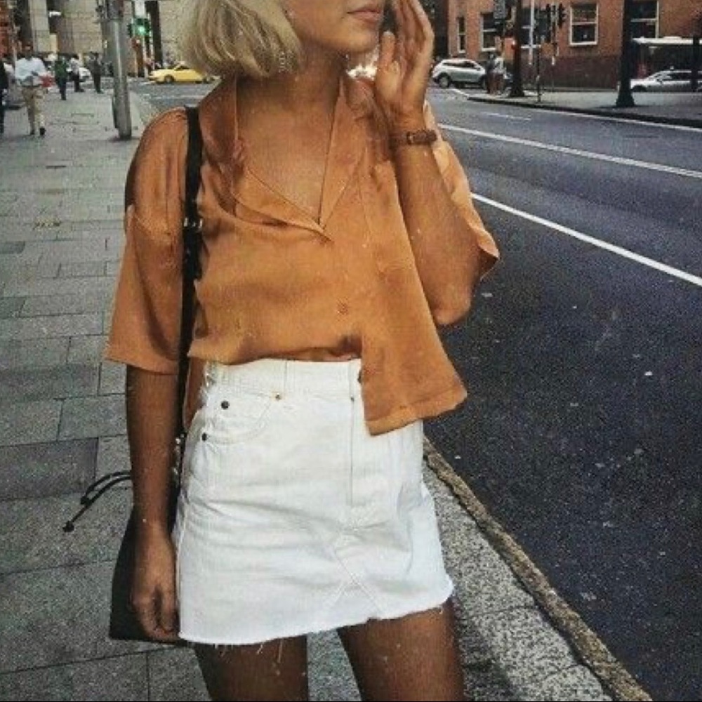 White Denim Skirt